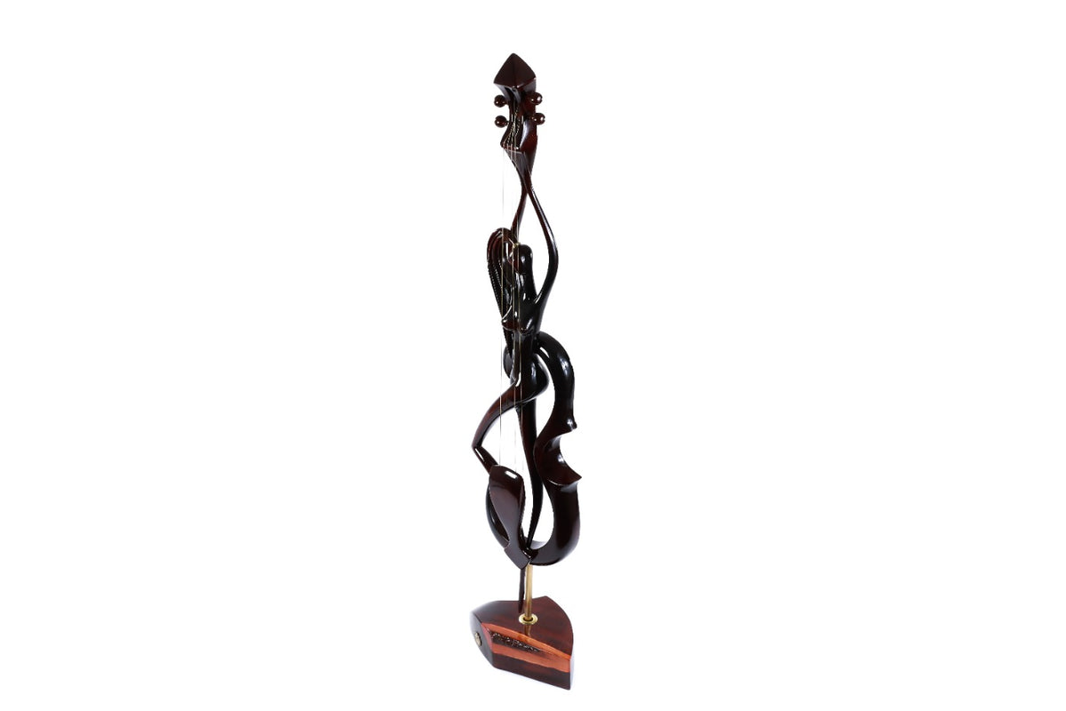Hand-Carved Wooden Violin-girl Sculpture - photo 9