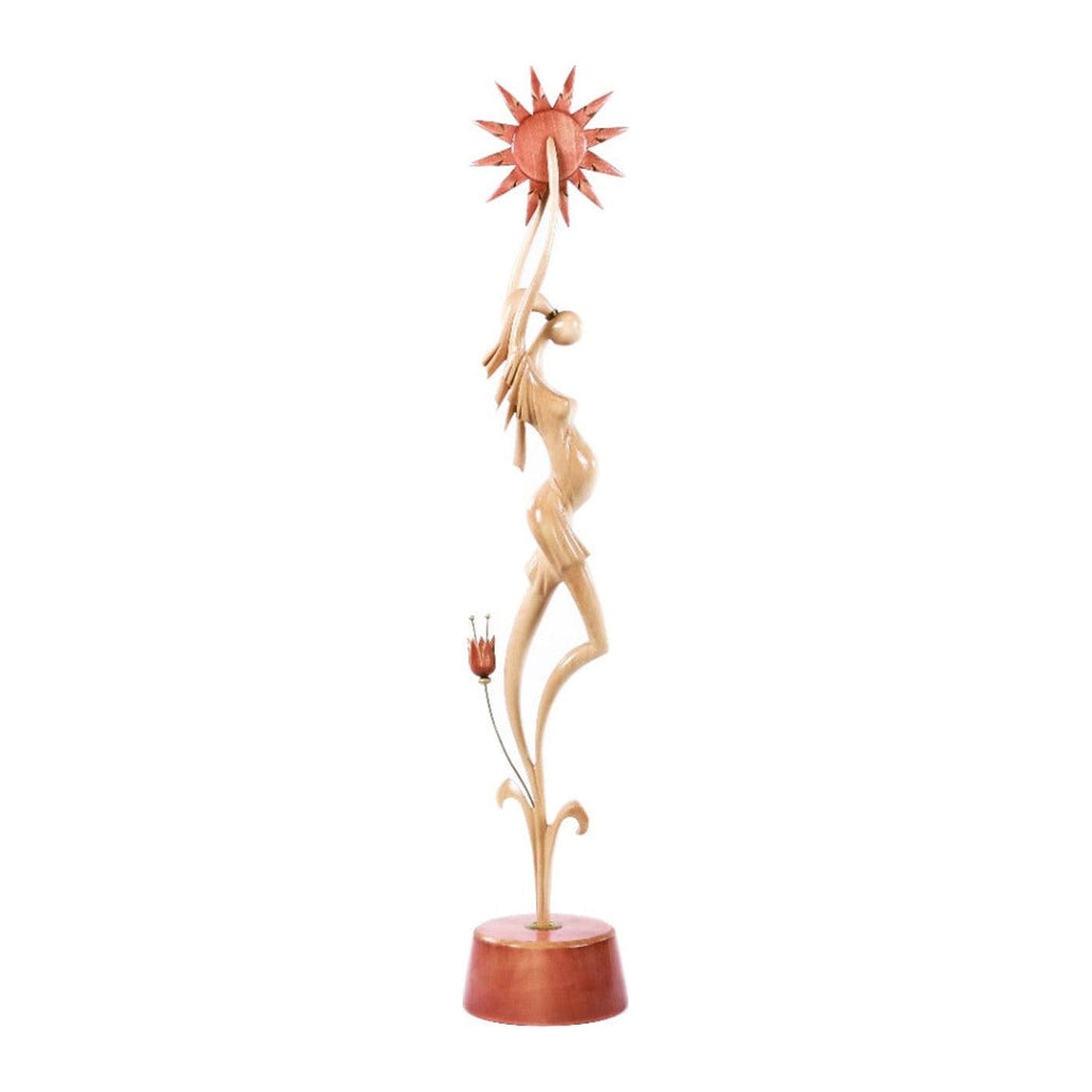 Hand-Carved Wooden Pregnant Woman Sculpture