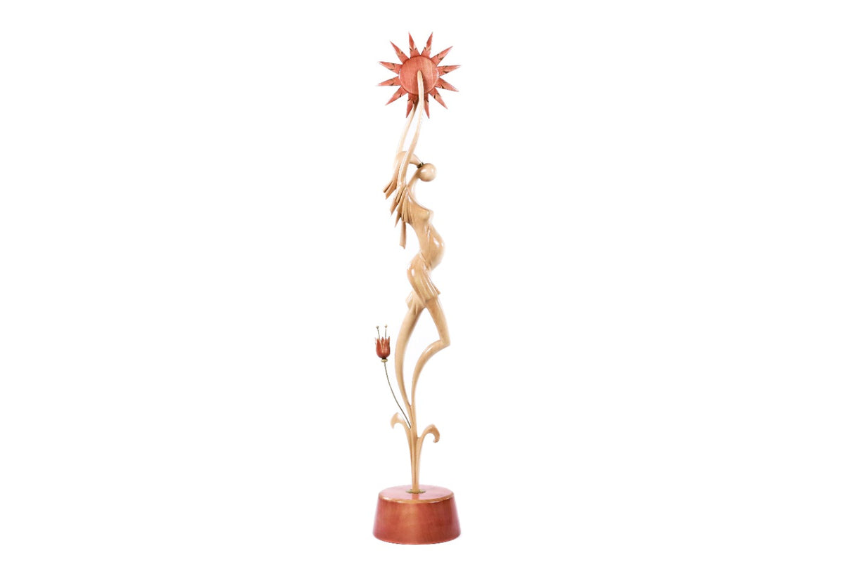 Hand-Carved Wooden Pregnant Woman Sculpture