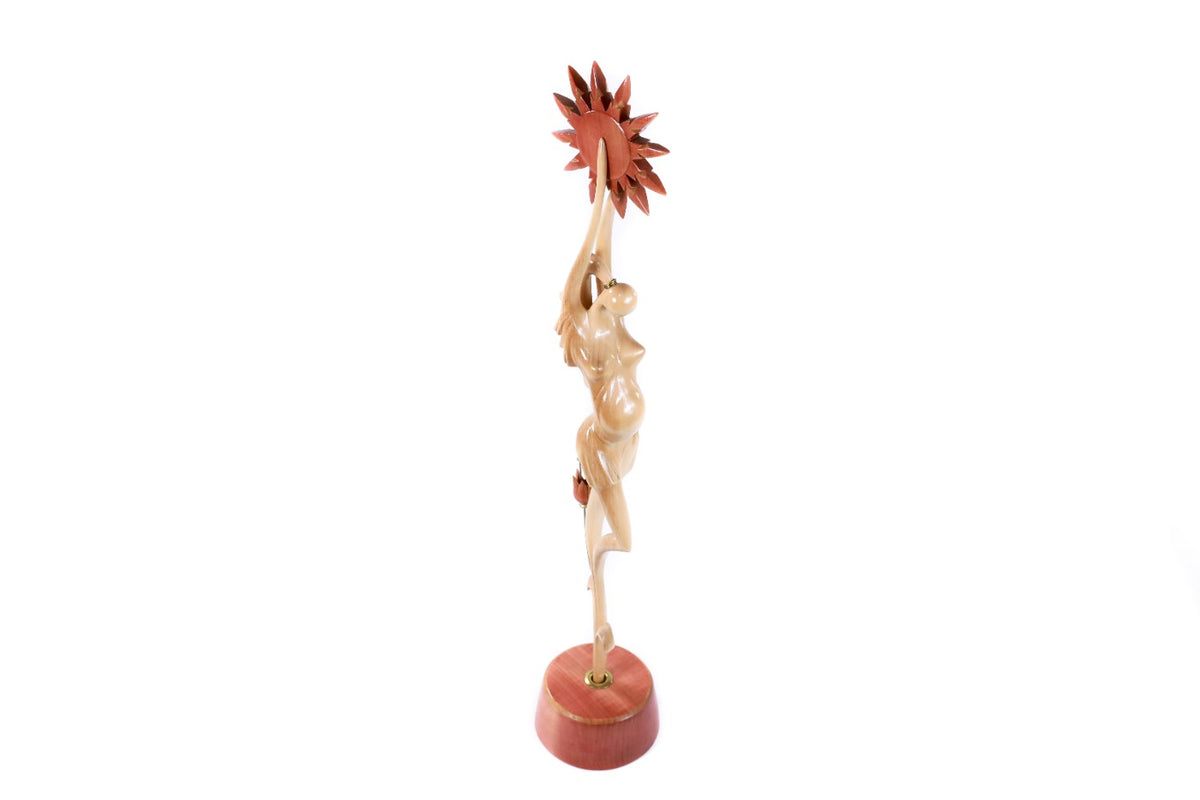 Hand-Carved Wooden Pregnant Woman Sculpture - photo 2