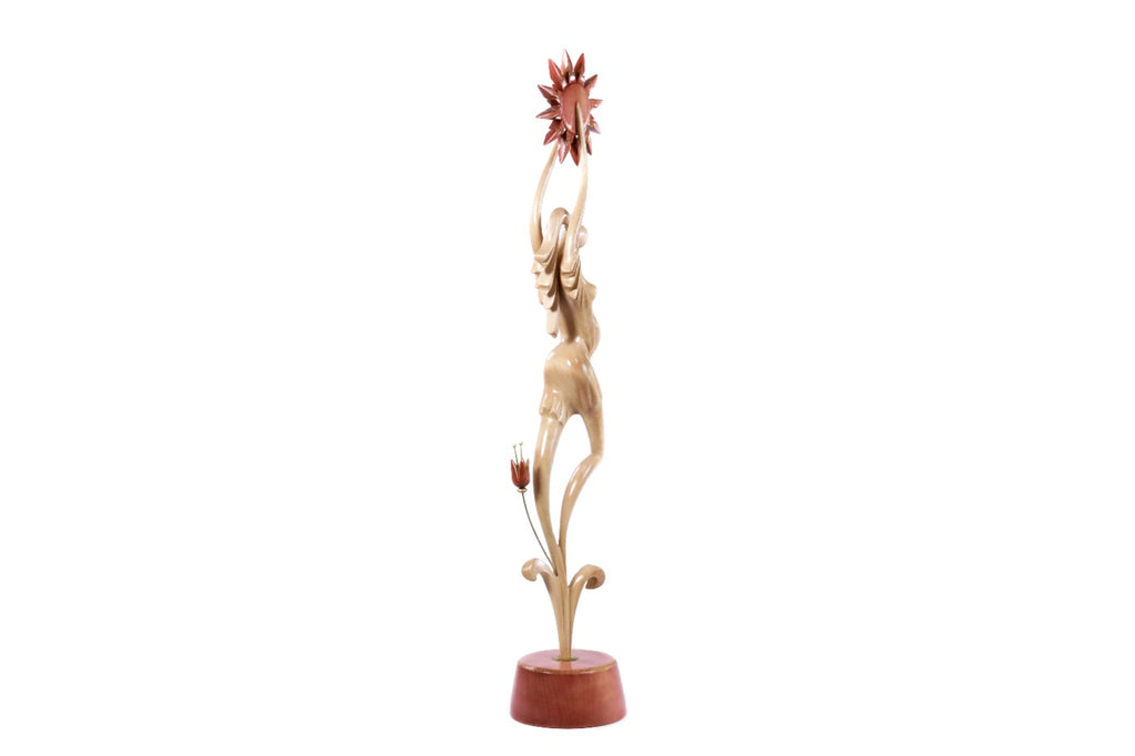 Hand-Carved Wooden Pregnant Woman Sculpture - photo 9