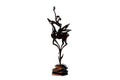 Hand-Carved Wooden Girl with Antelope Sculpture