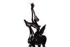 Hand-Carved Wooden Girl with Antelope Sculpture - photo 4