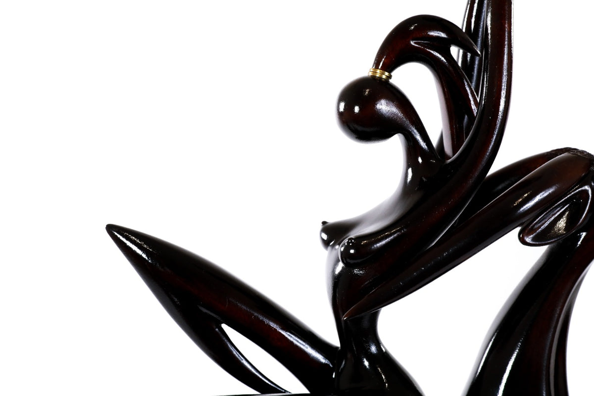 Hand-Carved Wooden Girl with Antelope Sculpture - photo 10