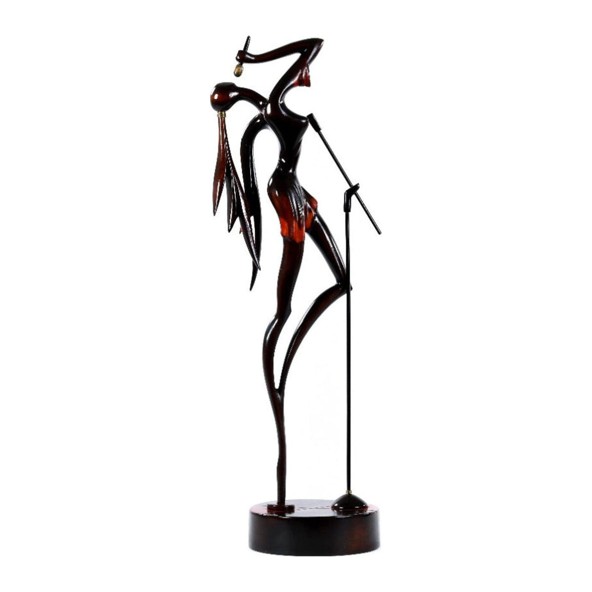 Hand-Carved Wooden Singer Sculpture