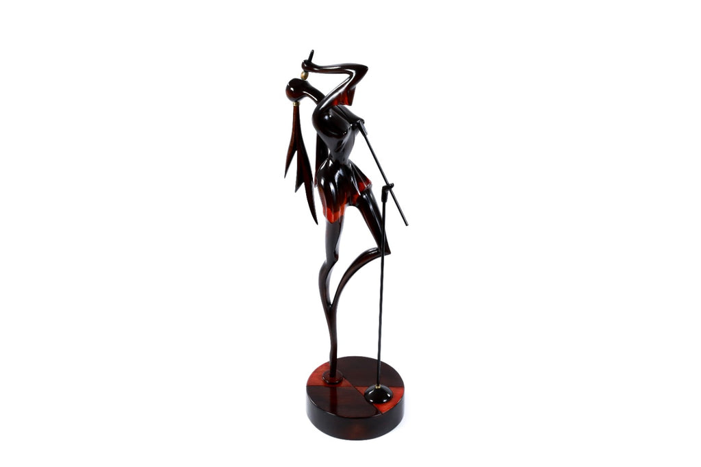 Hand-Carved Wooden Singer Sculpture - photo 2