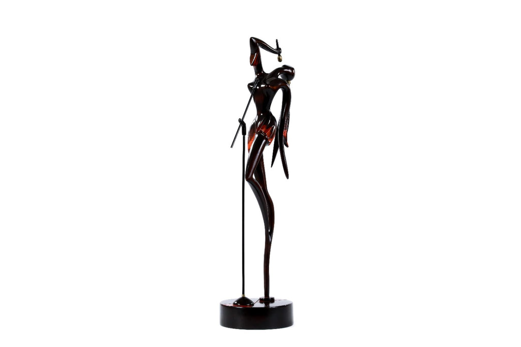 Hand-Carved Wooden Singer Sculpture - photo 5
