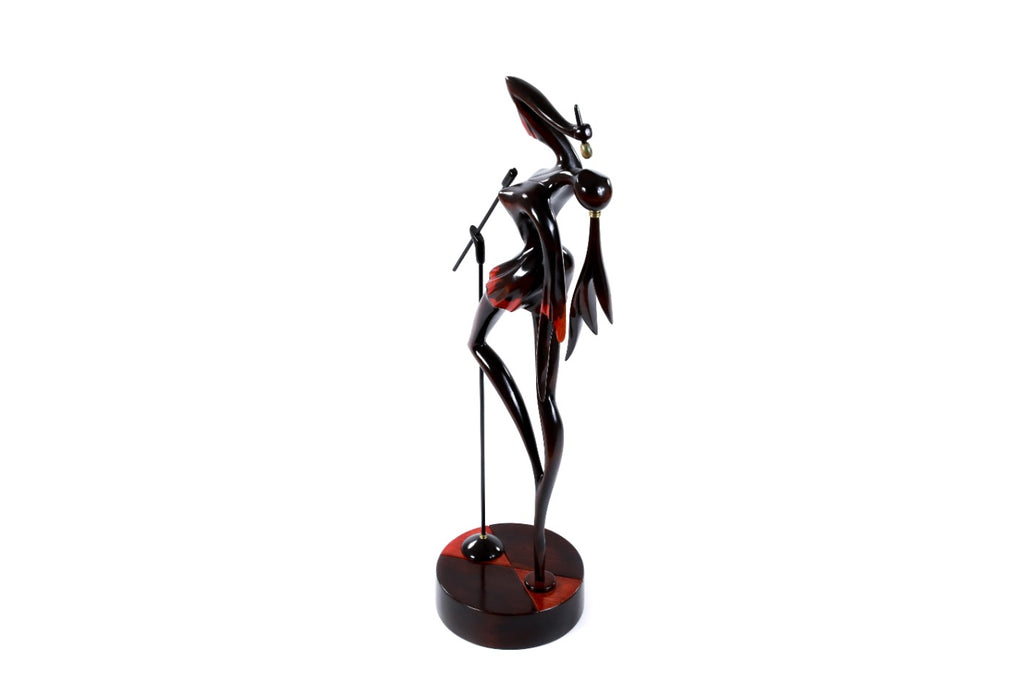 Hand-Carved Wooden Singer Sculpture - photo 6