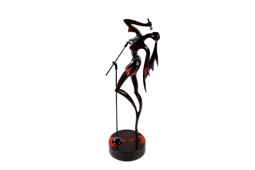 Hand-Carved Wooden Singer Sculpture - photo 7
