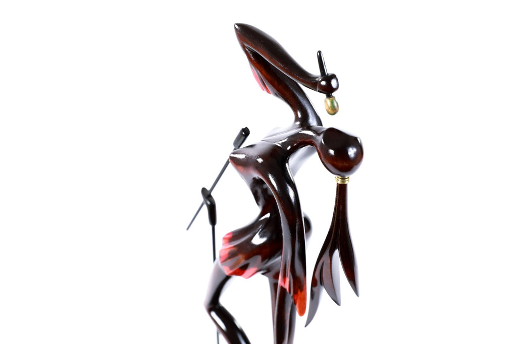 Hand-Carved Wooden Singer Sculpture - photo 3