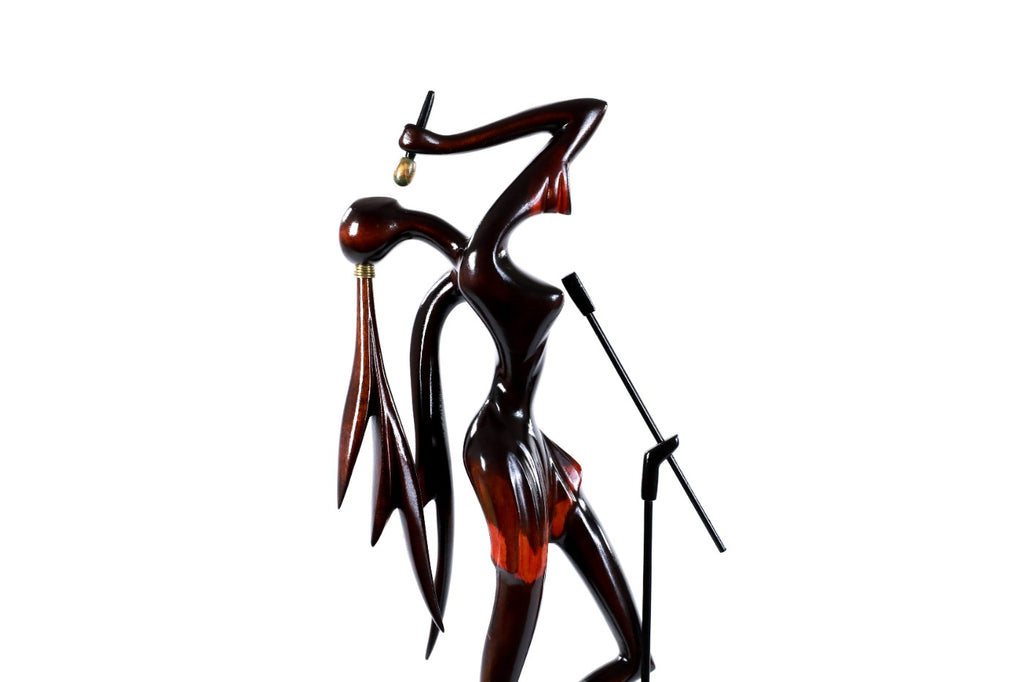 Hand-Carved Wooden Singer Sculpture - photo 10