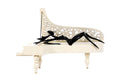 Hand-Carved Wooden Lady of the Piano Sculpture