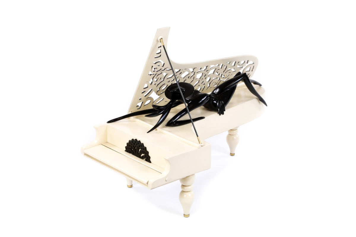 Hand-Carved Wooden Lady of the Piano Sculpture - photo 5