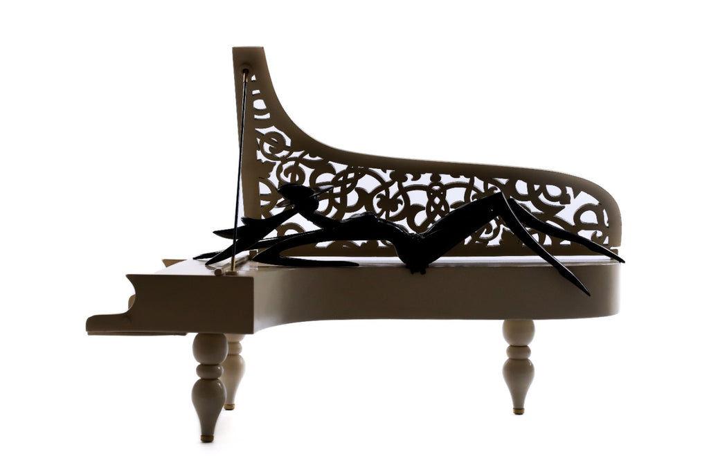Hand-Carved Wooden Lady of the Piano Sculpture - photo 9