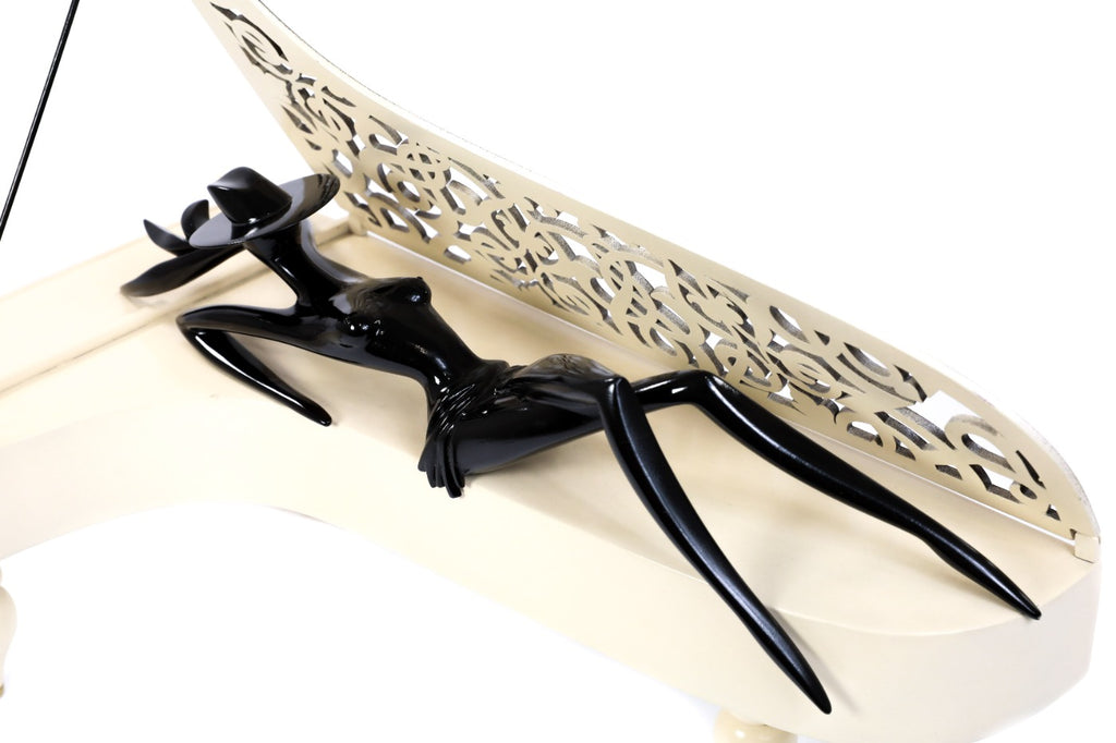 Hand-Carved Wooden Lady of the Piano Sculpture - photo 10
