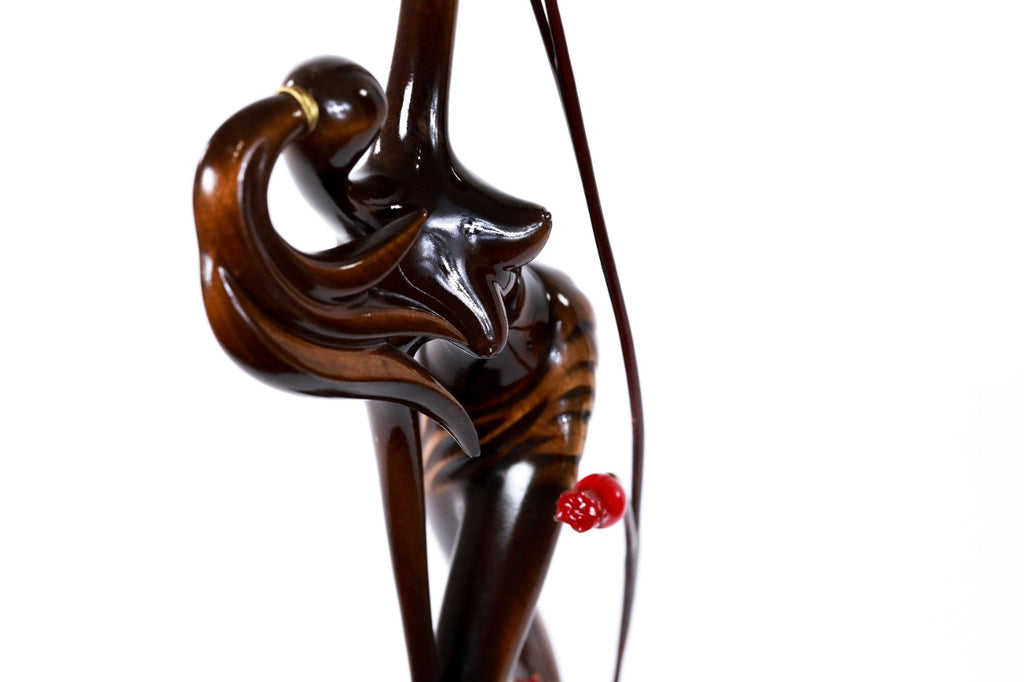 Hand-Carved Wooden Girl with Pomegranates Sculpture - photo 8