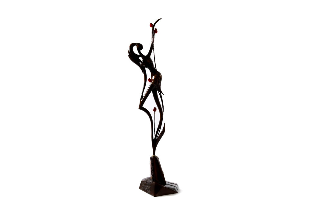 Hand-Carved Wooden Girl with Pomegranates Sculpture - photo 9