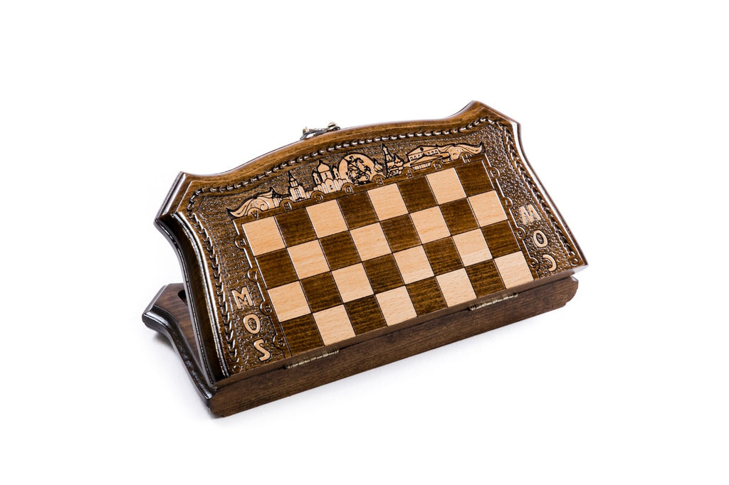 Handmade Wooden Chess and Backgammon Set with Moscow Edition, 30 cm - photo 4