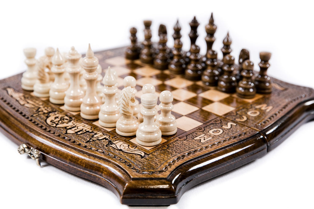 Handmade Wooden Chess and Backgammon Set with Moscow Edition, 30 cm - photo 2
