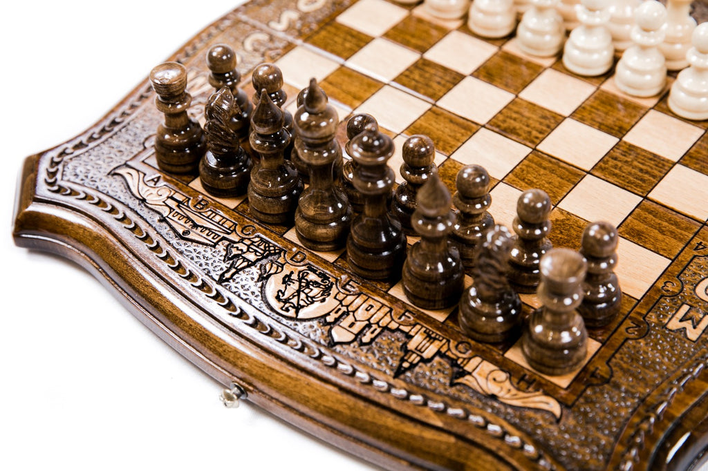 Handmade Wooden Chess and Backgammon Set with Moscow Edition, 30 cm - photo 5