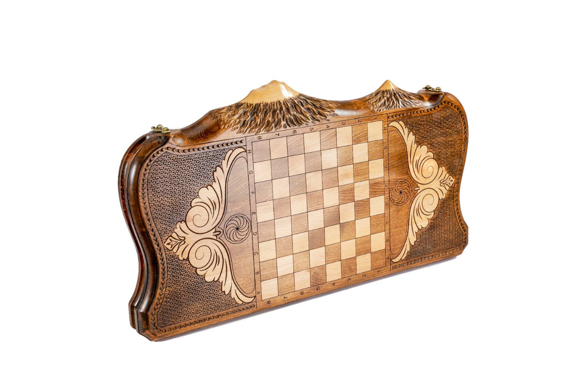 Handmade Wooden Backgammon Set with Khor Virap Monastery, Hayastan and Ararat Outline, 60 cm - photo 4