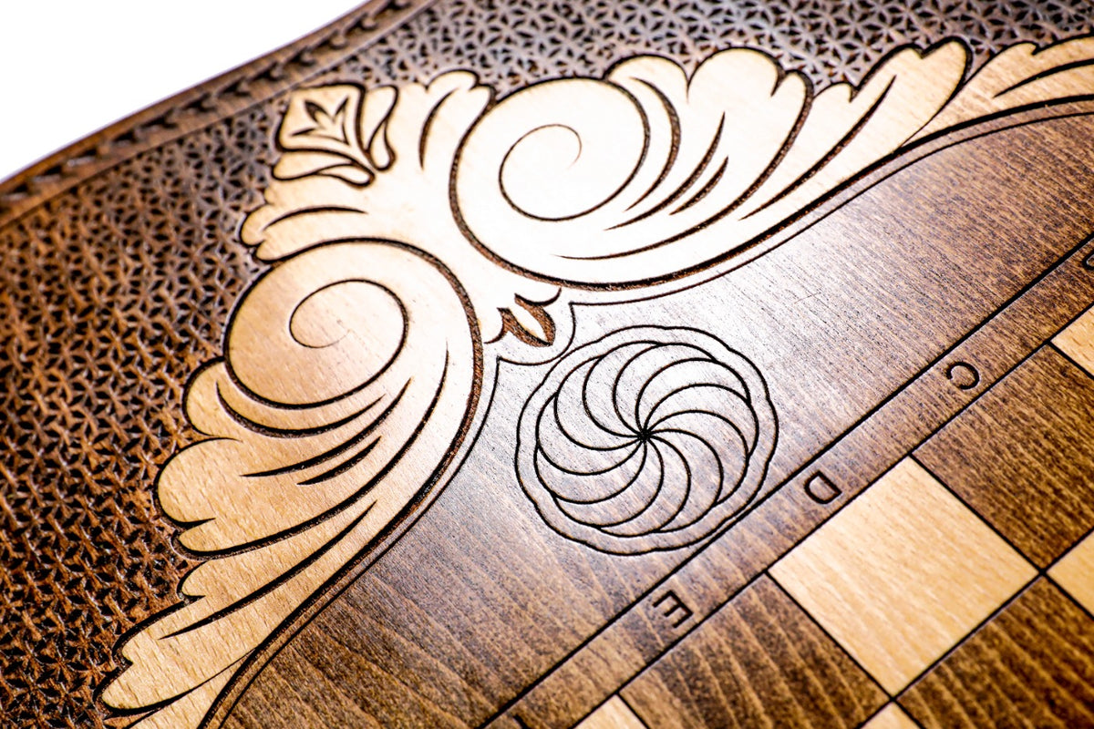 Handmade Wooden Backgammon Set with Khor Virap Monastery, Hayastan and Ararat Outline, 60 cm - photo 10
