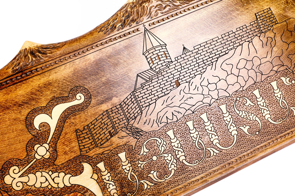 Handmade Wooden Backgammon Set with Khor Virap Monastery, Hayastan and Ararat Outline, 60 cm - photo 2