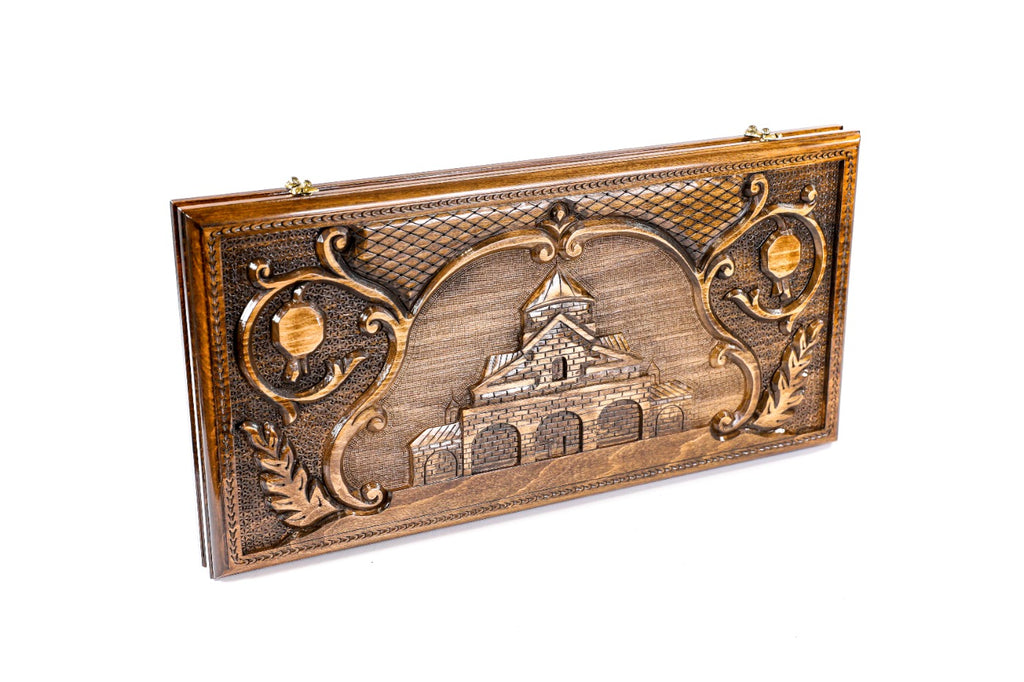 Handmade Wooden Backgammon Set with Church of St. Gayane, 60 cm - photo 6