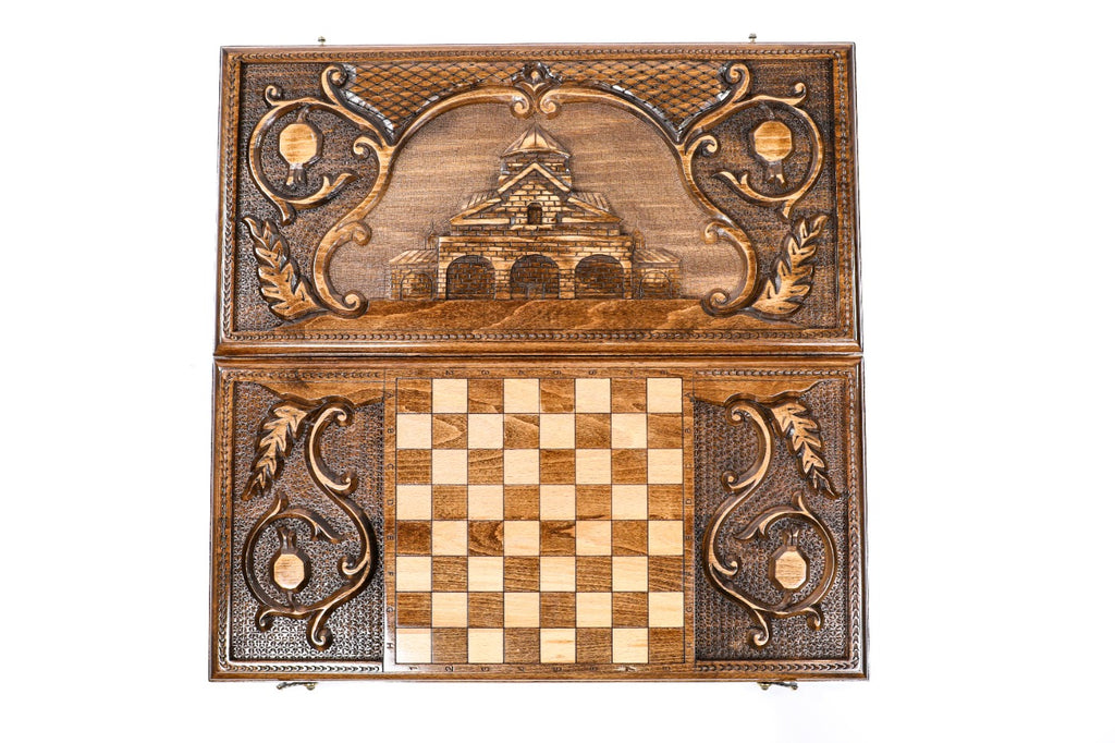 Handmade Wooden Backgammon Set with Church of St. Gayane, 60 cm - photo 10
