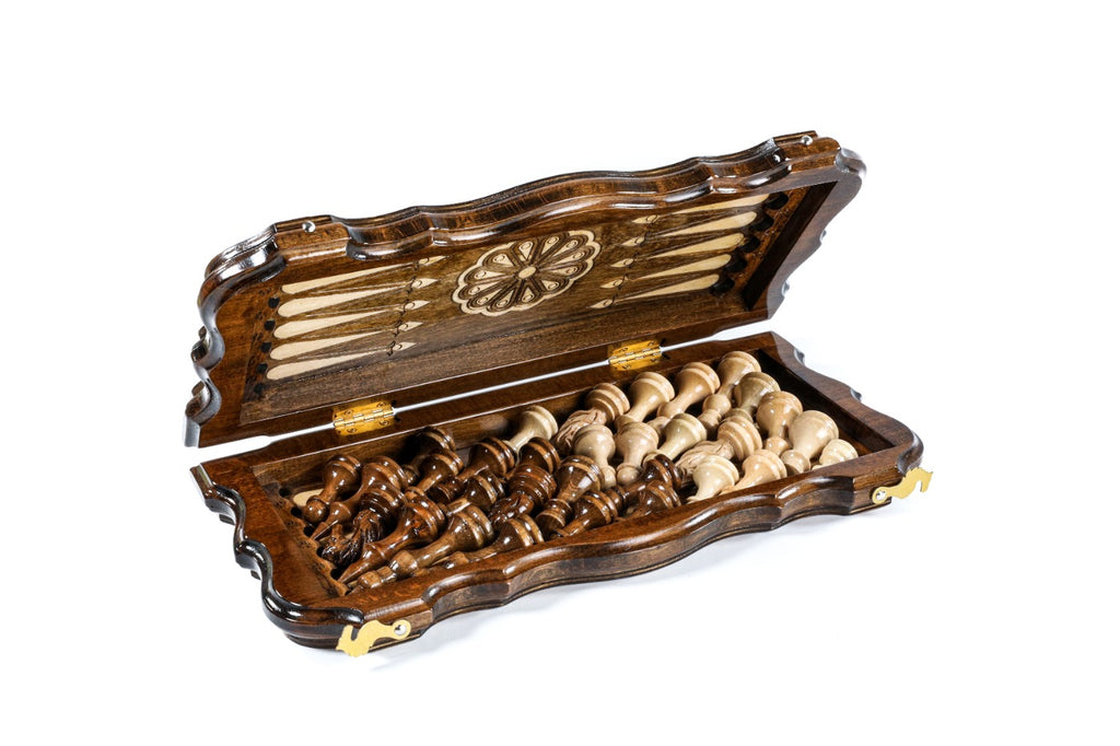 Handmade Wooden Chess and Backgammon Set with Armenian Ornament, 40 cm - photo 6
