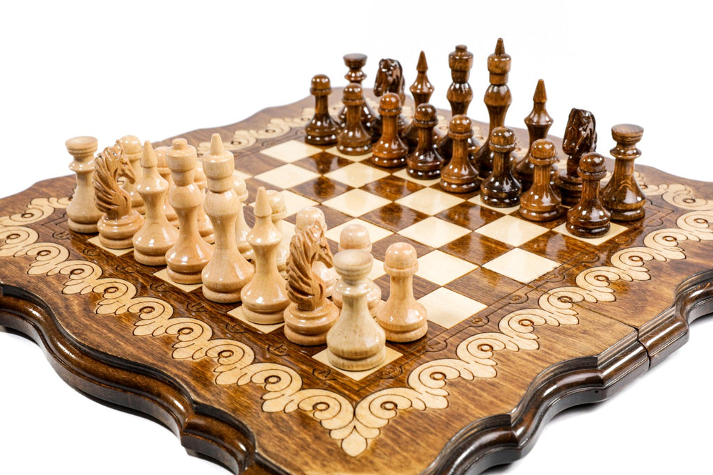 Handmade Wooden Chess and Backgammon Set with Armenian Ornament, 40 cm - photo 2