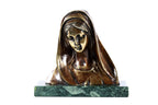 Handmade Bronze and Marble The Bust of Mary Sculpture