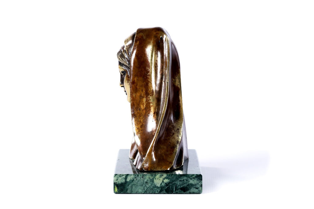 Handmade Bronze and Marble The Bust of Mary Sculpture - photo 6