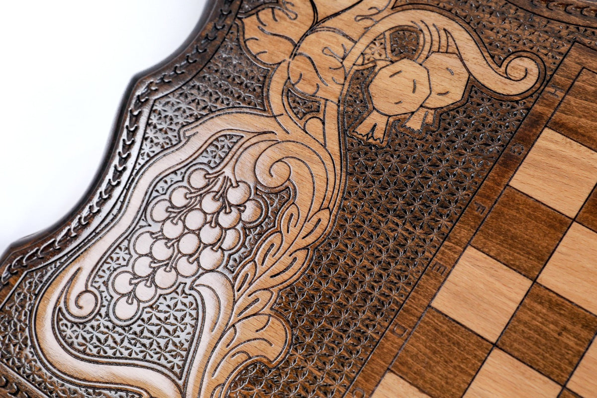 Handmade Wooden Backgammon Set with Church of St. Hripsime, 60 cm - photo 10
