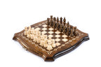 Handmade Walnut Chess and Backgammon Set with Contour Outline, 30 cm