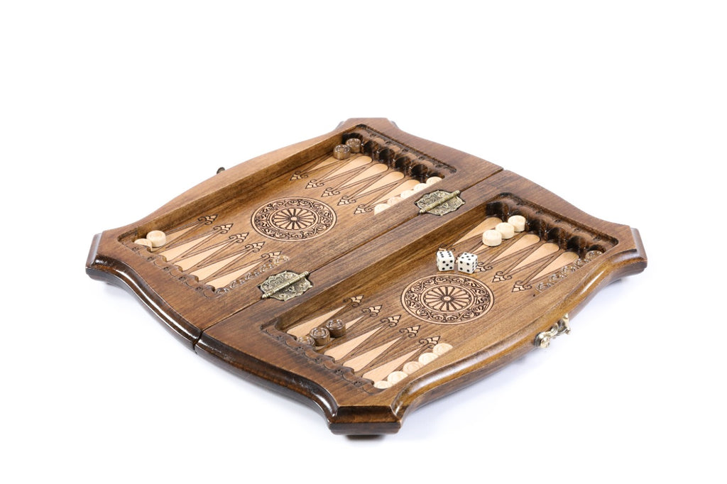 Handmade Walnut Chess and Backgammon Set with Contour Outline, 30 cm - photo 3