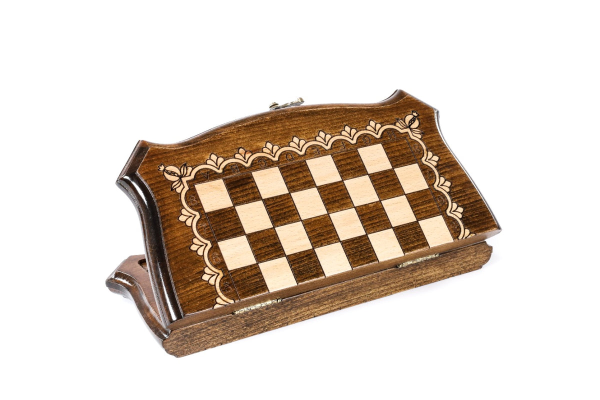 Handmade Walnut Chess and Backgammon Set with Contour Outline, 30 cm - photo 4
