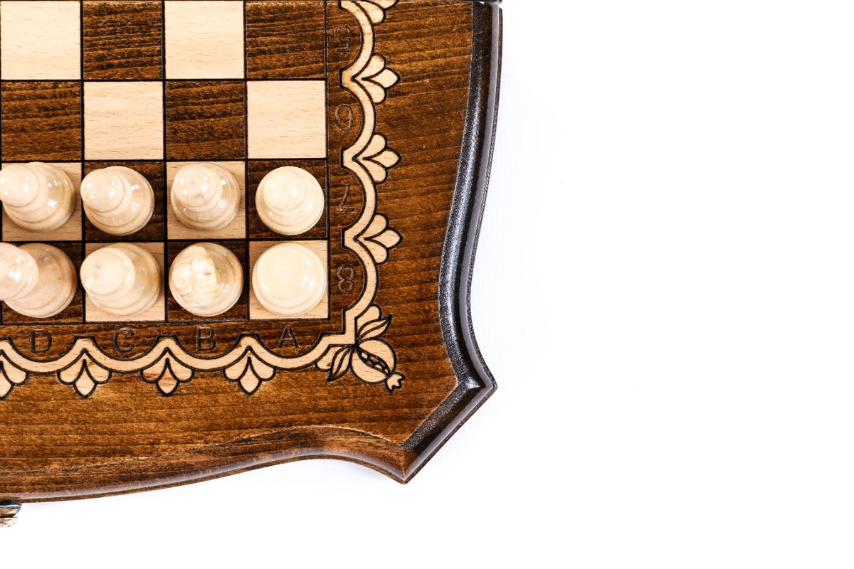 Handmade Walnut Chess and Backgammon Set with Contour Outline, 30 cm - photo 10