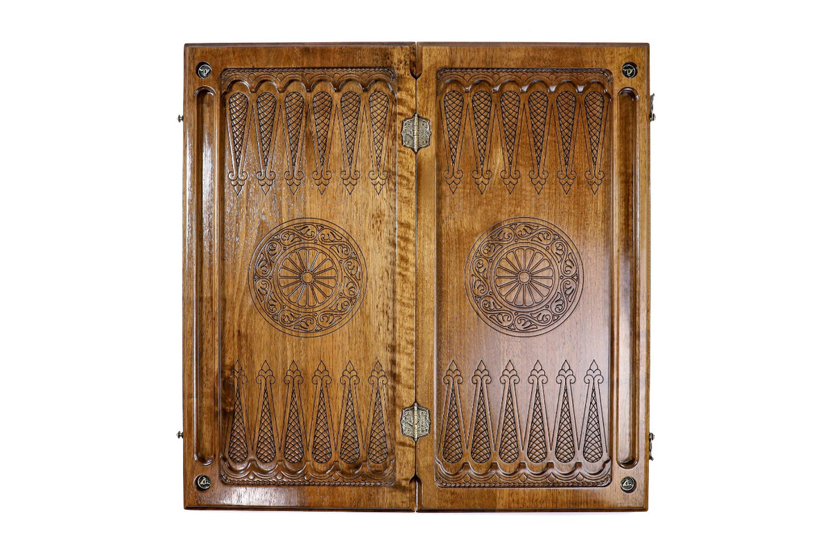 Handmade Walnut Backgammon Set with Armenian Coat of Arms, 60 cm - photo 12