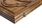 Handmade Walnut Backgammon Set with Armenian Coat of Arms, 60 cm - photo 8