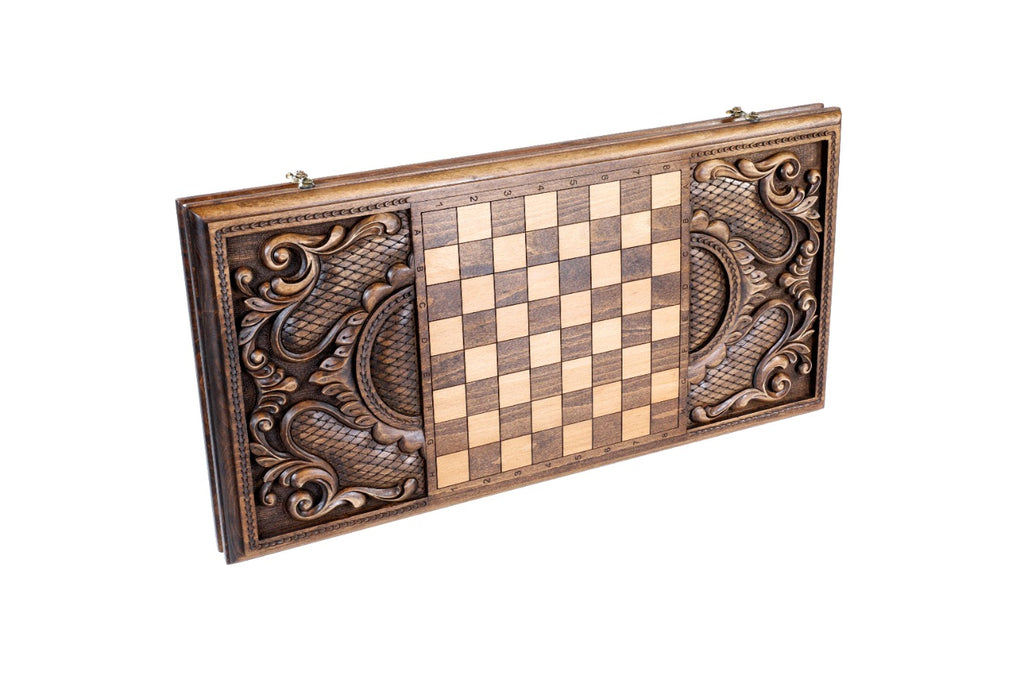 Handmade Walnut Backgammon Set with Mount Ararat, 60 cm - photo 4