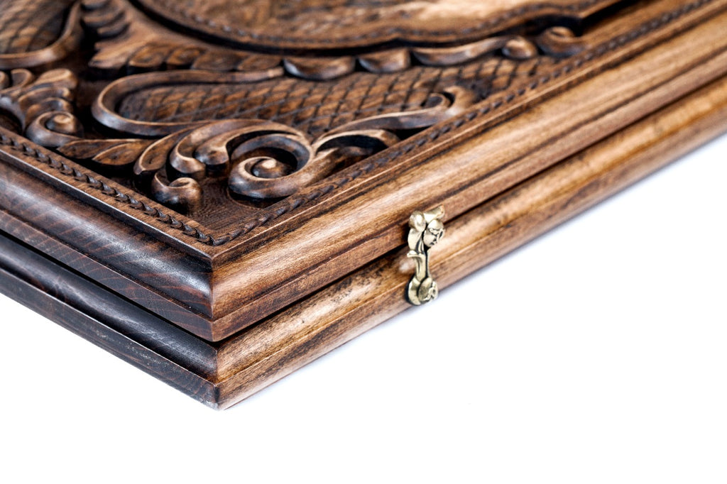 Handmade Walnut Backgammon Set with Mount Ararat, 60 cm - photo 8