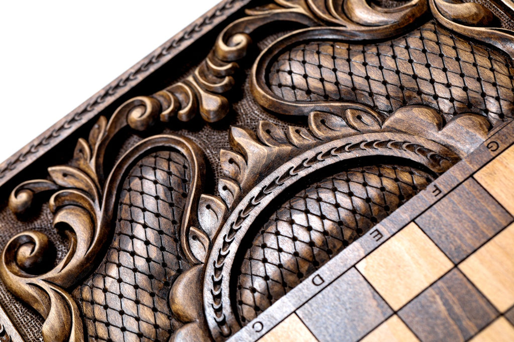 Handmade Walnut Backgammon Set with Mount Ararat, 60 cm - photo 9