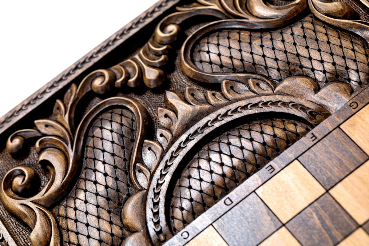Handmade Walnut Backgammon Set with Mount Ararat, 60 cm - photo 9