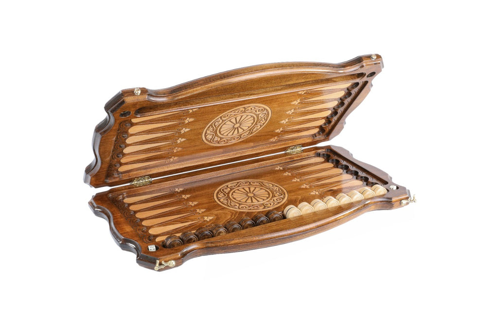 Handmade Wooden Two-Sided Backgammon Set with Armenian and Russian Coats of Arms, 60 cm - photo 6