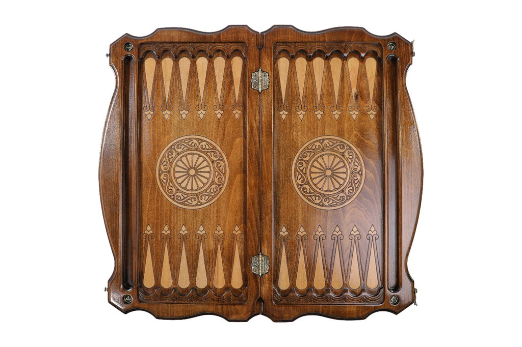 Handmade Wooden Two-Sided Backgammon Set with Armenian and Russian Coats of Arms, 60 cm - photo 11