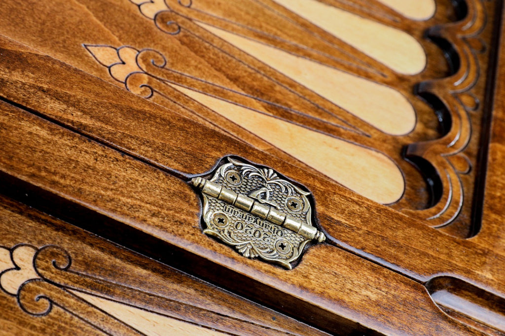 Handmade Wooden Two-Sided Backgammon Set with Armenian and Russian Coats of Arms, 60 cm - photo 9