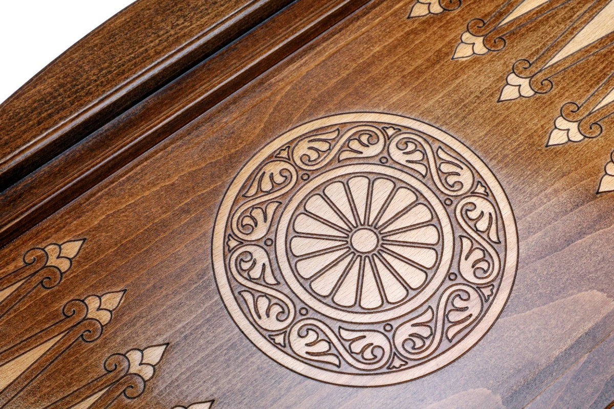 Handmade Wooden Two-Sided Backgammon Set with Armenian and Russian Coats of Arms, 60 cm - photo 12