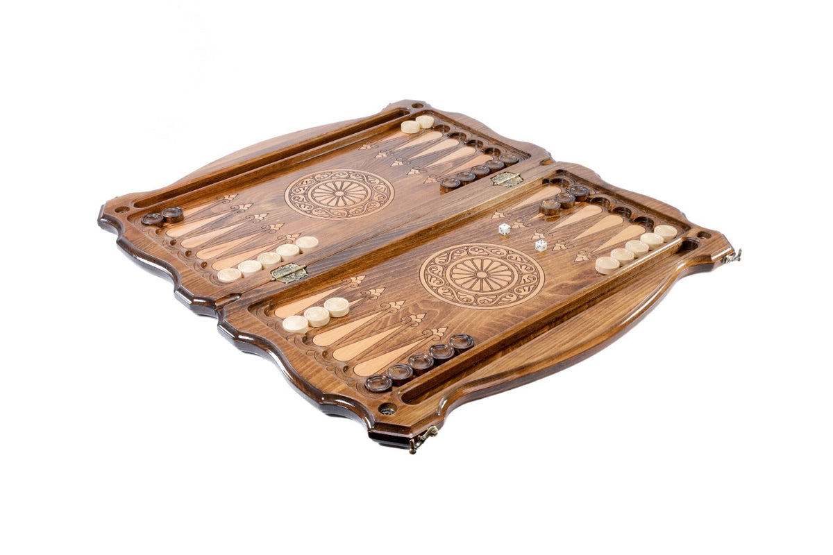 Handmade Wooden Two-Sided Backgammon Set with Armenian and Russian Coats of Arms, 60 cm - photo 3