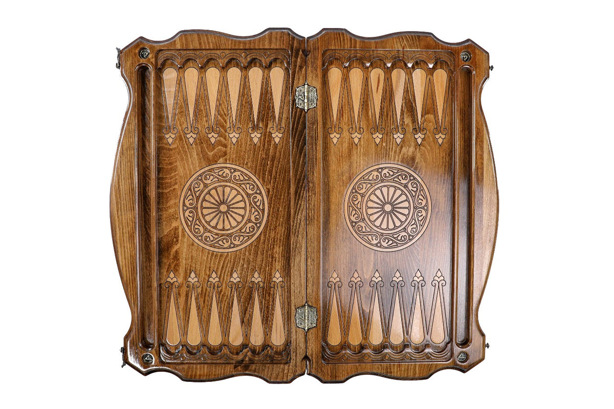 Handmade Wooden Two-Sided Backgammon Set with Armenian and Russian Coats of Arms, 60 cm - photo 12